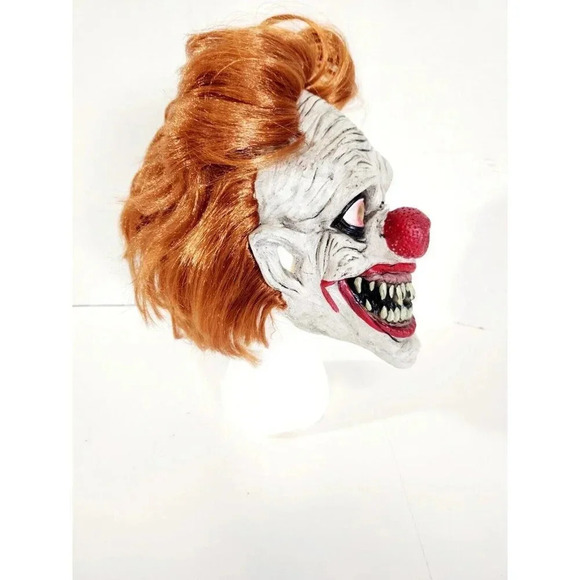 Halloween Demonic IT Clown Mask With Orange Hair Spooky Rubber Authentic - Picture 3 of 8